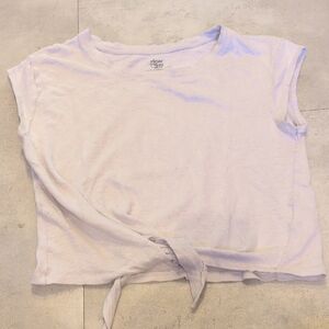 Margaret O'Leary White Short Sleeve Tie-Front Crop Top